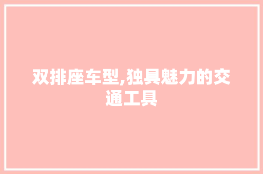 双排座车型,独具魅力的交通工具
