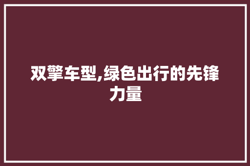 双擎车型,绿色出行的先锋力量