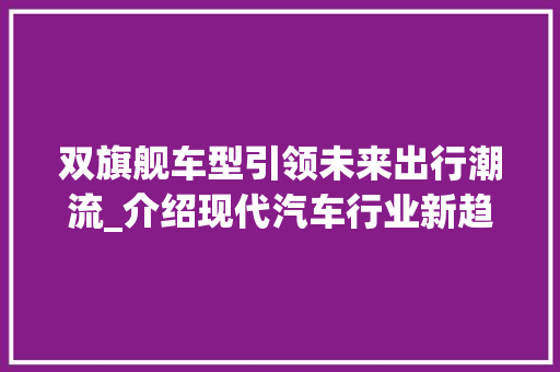 双旗舰车型引领未来出行潮流_介绍现代汽车行业新趋势