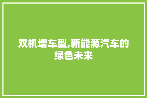 双机增车型,新能源汽车的绿色未来