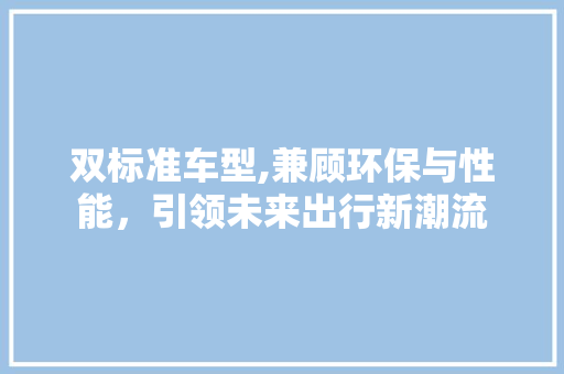双标准车型,兼顾环保与性能，引领未来出行新潮流