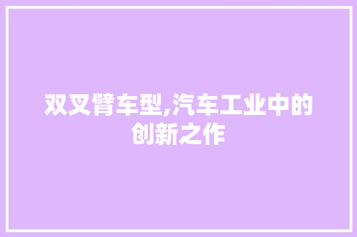 双叉臂车型,汽车工业中的创新之作 车身配件