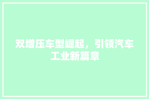 双增压车型崛起，引领汽车工业新篇章