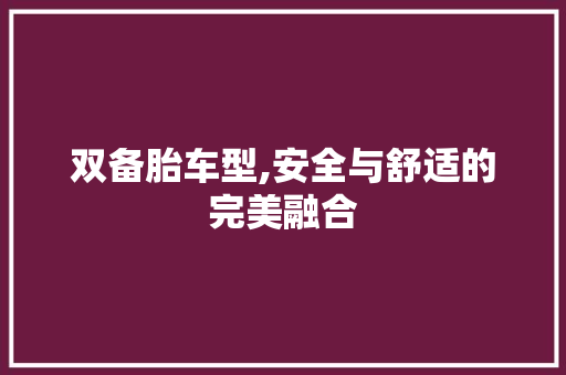 双备胎车型,安全与舒适的完美融合