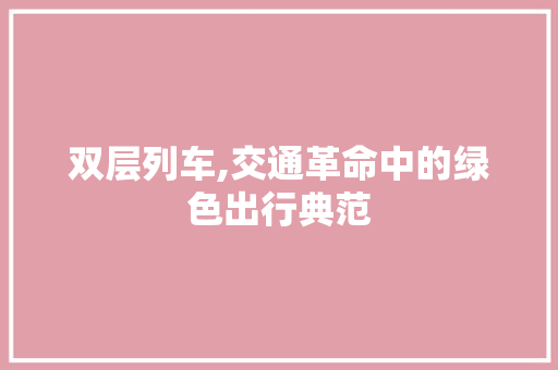 双层列车,交通革命中的绿色出行典范