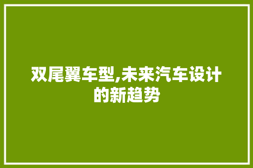 双尾翼车型,未来汽车设计的新趋势
