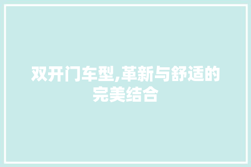 双开门车型,革新与舒适的完美结合
