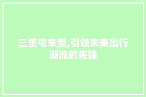 三里屯车型,引领未来出行潮流的先锋 底盘配件