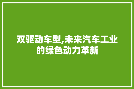 双驱动车型,未来汽车工业的绿色动力革新 车身配件