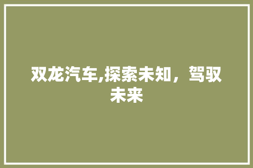双龙汽车,探索未知，驾驭未来