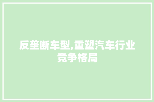 反垄断车型,重塑汽车行业竞争格局
