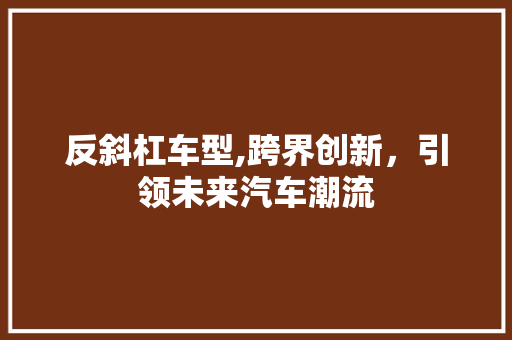 反斜杠车型,跨界创新，引领未来汽车潮流