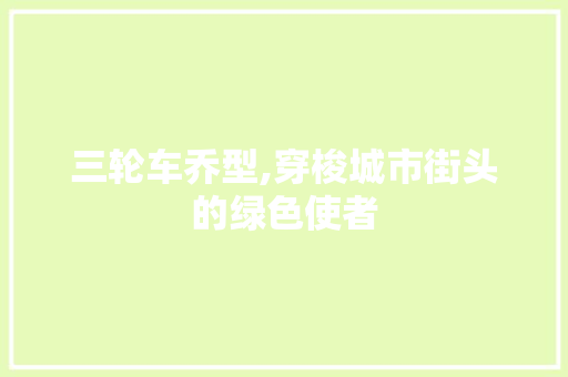三轮车乔型,穿梭城市街头的绿色使者 变速箱配件