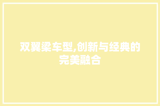 双翼梁车型,创新与经典的完美融合