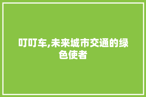 叮叮车,未来城市交通的绿色使者