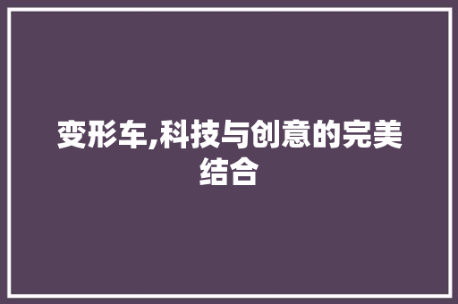变形车,科技与创意的完美结合