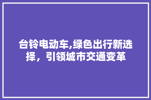 台铃电动车,绿色出行新选择，引领城市交通变革