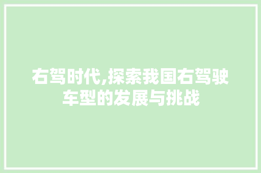 右驾时代,探索我国右驾驶车型的发展与挑战