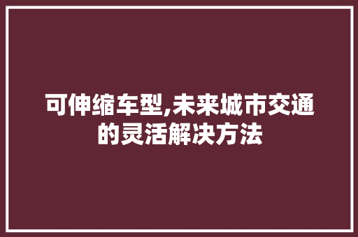 可伸缩车型,未来城市交通的灵活解决方法
