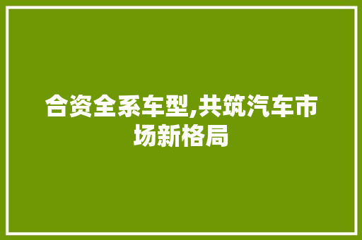 合资全系车型,共筑汽车市场新格局
