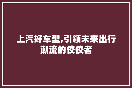 上汽好车型,引领未来出行潮流的佼佼者 汽车配件