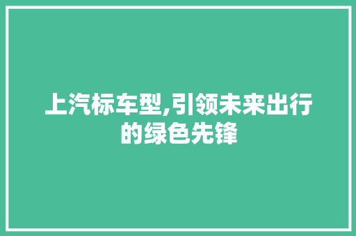 上汽标车型,引领未来出行的绿色先锋