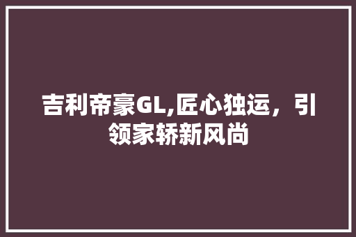 吉利帝豪GL,匠心独运，引领家轿新风尚