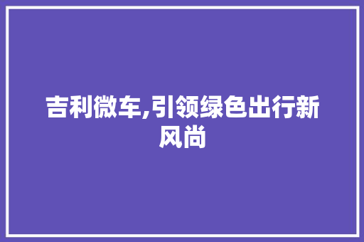 吉利微车,引领绿色出行新风尚