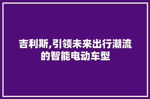 吉利斯,引领未来出行潮流的智能电动车型