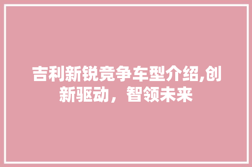 吉利新锐竞争车型介绍,创新驱动，智领未来