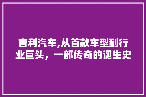 吉利汽车,从首款车型到行业巨头，一部传奇的诞生史
