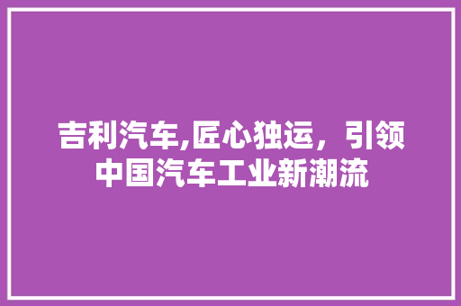吉利汽车,匠心独运，引领中国汽车工业新潮流