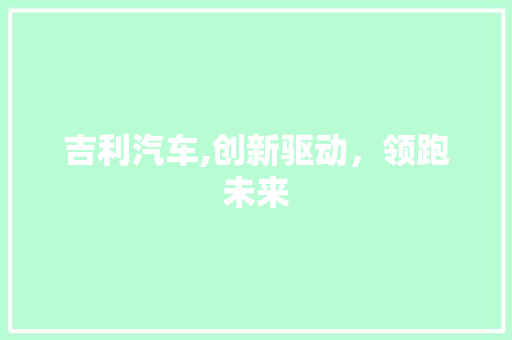 吉利汽车,创新驱动，领跑未来