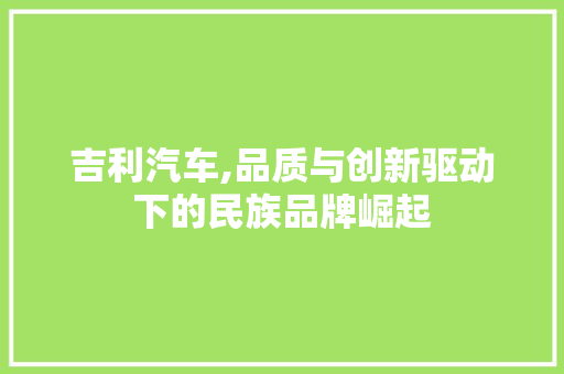吉利汽车,品质与创新驱动下的民族品牌崛起