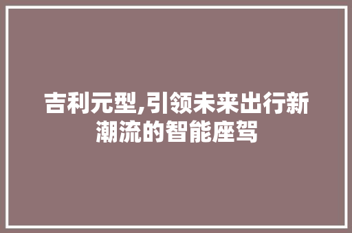 吉利元型,引领未来出行新潮流的智能座驾