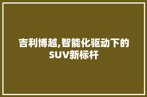 吉利博越,智能化驱动下的SUV新标杆