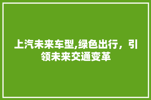 上汽未来车型,绿色出行，引领未来交通变革 汽车配件