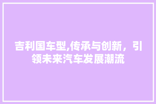 吉利国车型,传承与创新，引领未来汽车发展潮流
