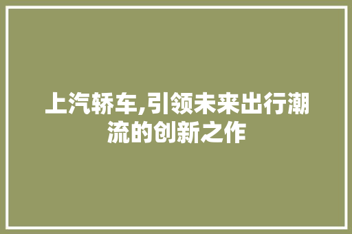 上汽轿车,引领未来出行潮流的创新之作