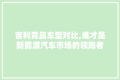 吉利竞品车型对比,谁才是新能源汽车市场的领跑者