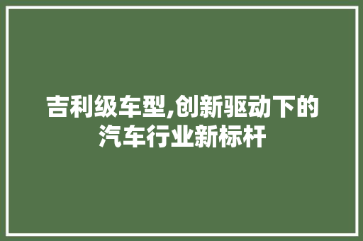 吉利级车型,创新驱动下的汽车行业新标杆