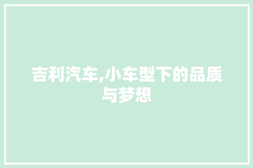 吉利汽车,小车型下的品质与梦想