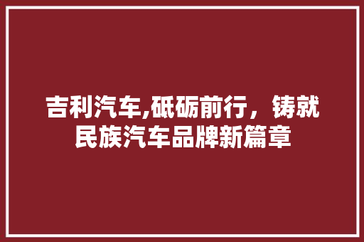 吉利汽车,砥砺前行，铸就民族汽车品牌新篇章
