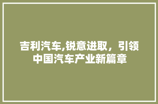 吉利汽车,锐意进取，引领中国汽车产业新篇章