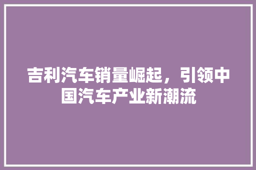 吉利汽车销量崛起，引领中国汽车产业新潮流