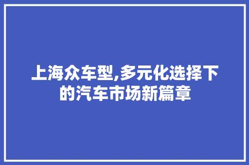上海众车型,多元化选择下的汽车市场新篇章