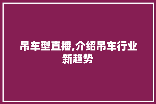 吊车型直播,介绍吊车行业新趋势 蓄电池配件