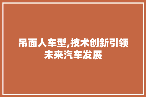 吊面人车型,技术创新引领未来汽车发展