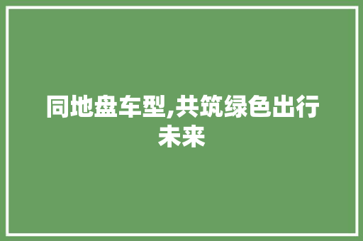 同地盘车型,共筑绿色出行未来