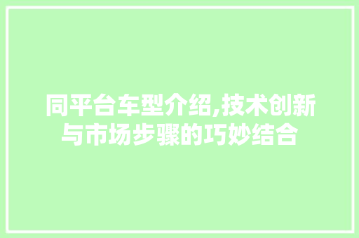 同平台车型介绍,技术创新与市场步骤的巧妙结合